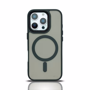 قاب مگ‌سیف مات دودی گوشی آیفون محافظ ضدضربه TPU+PC مشکی